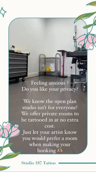 The private tattoo room at Studio 187